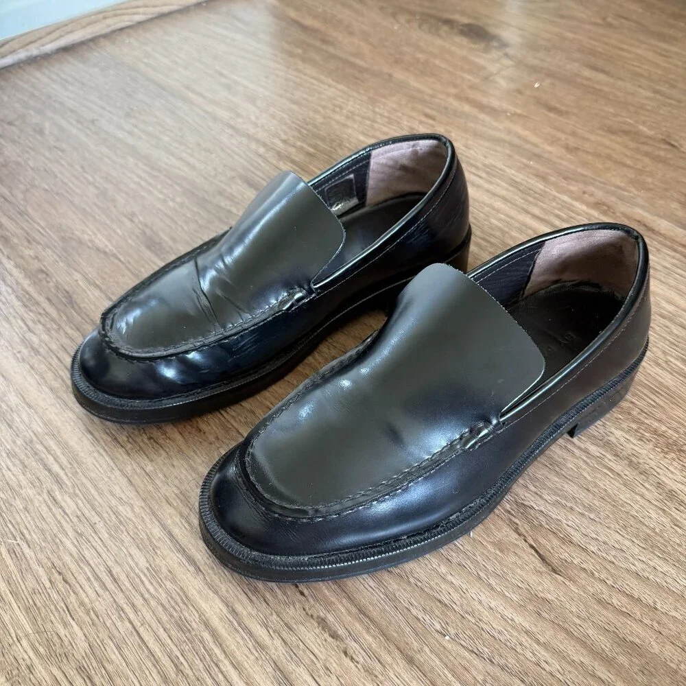 By Far Rafael Semi Patent Black Leather Loafers 38 / US 8​​​